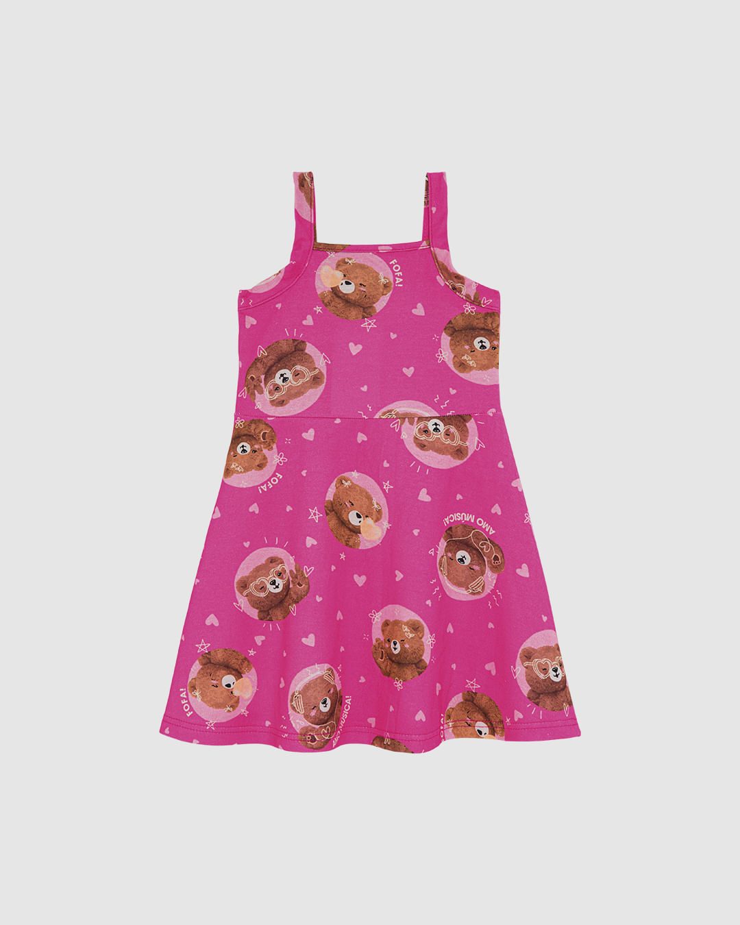 Vestido Infantil Rodado Com Estampa Alça Média Em Algodão Malwee Kids - Rosa - 8