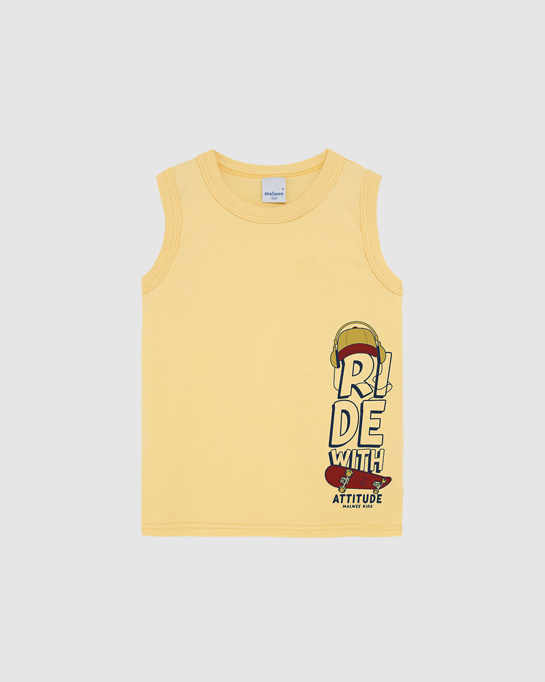 Regata Infantil Menino Ride With Attitude Em Algodão Malwee Kids - Amarelo - 8