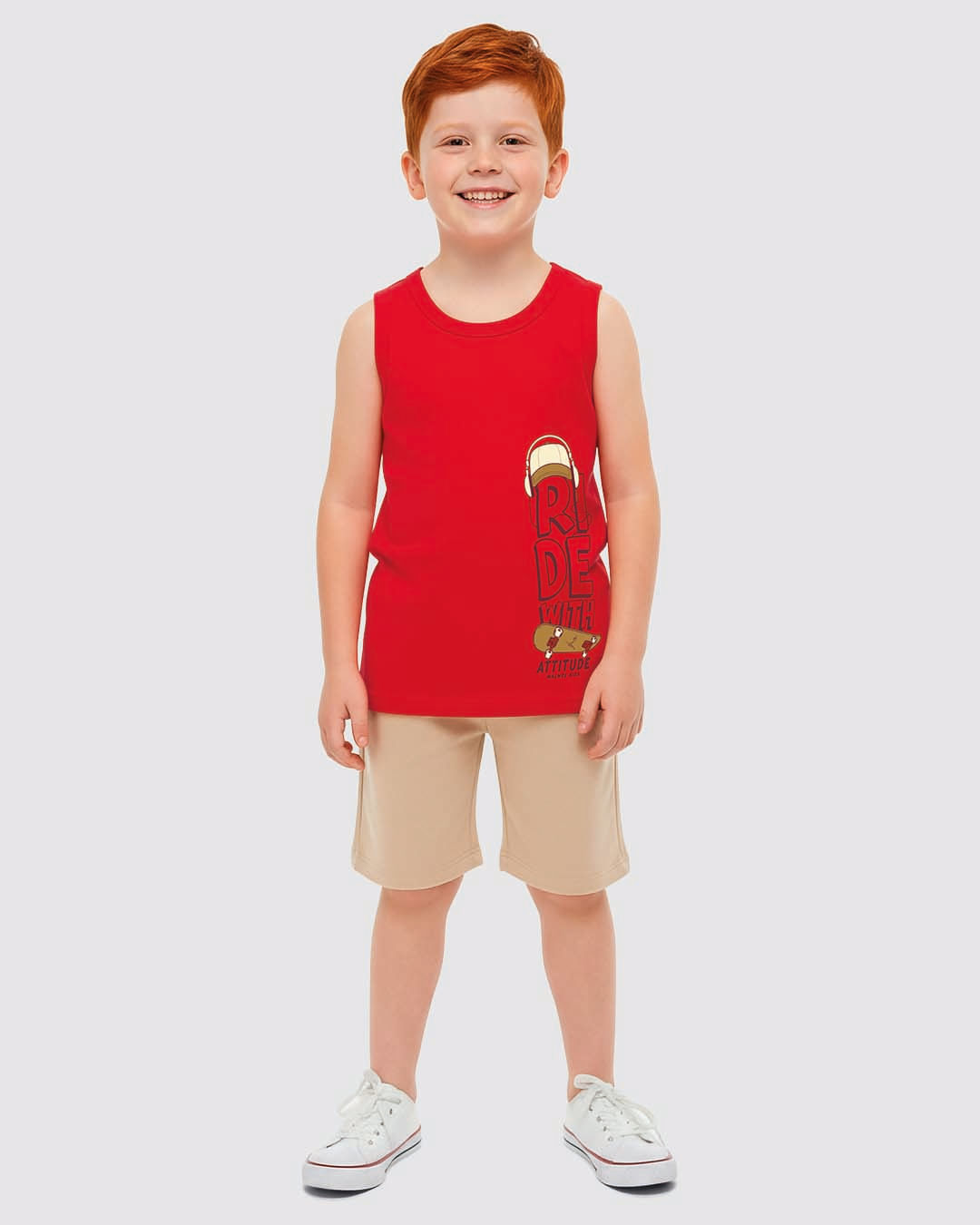 Regata Infantil Menino Ride With Attitude Em Algodão Malwee Kids - Vermelho - 18