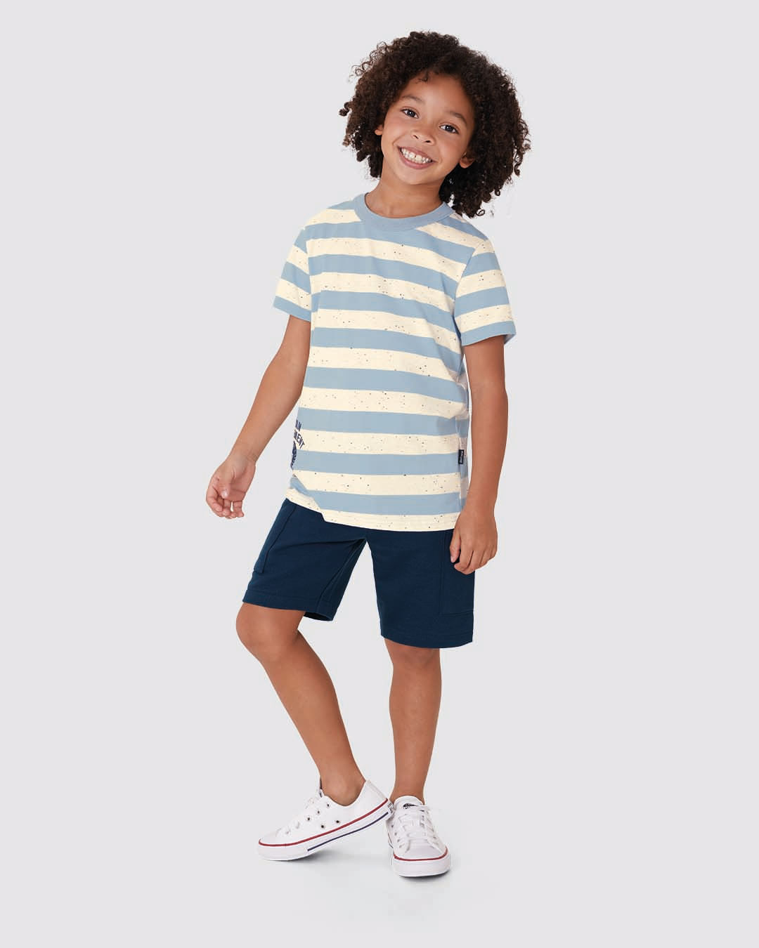 Conjunto Infantil Menino Camiseta Listrada Em Malha Botonê Malwee Kids