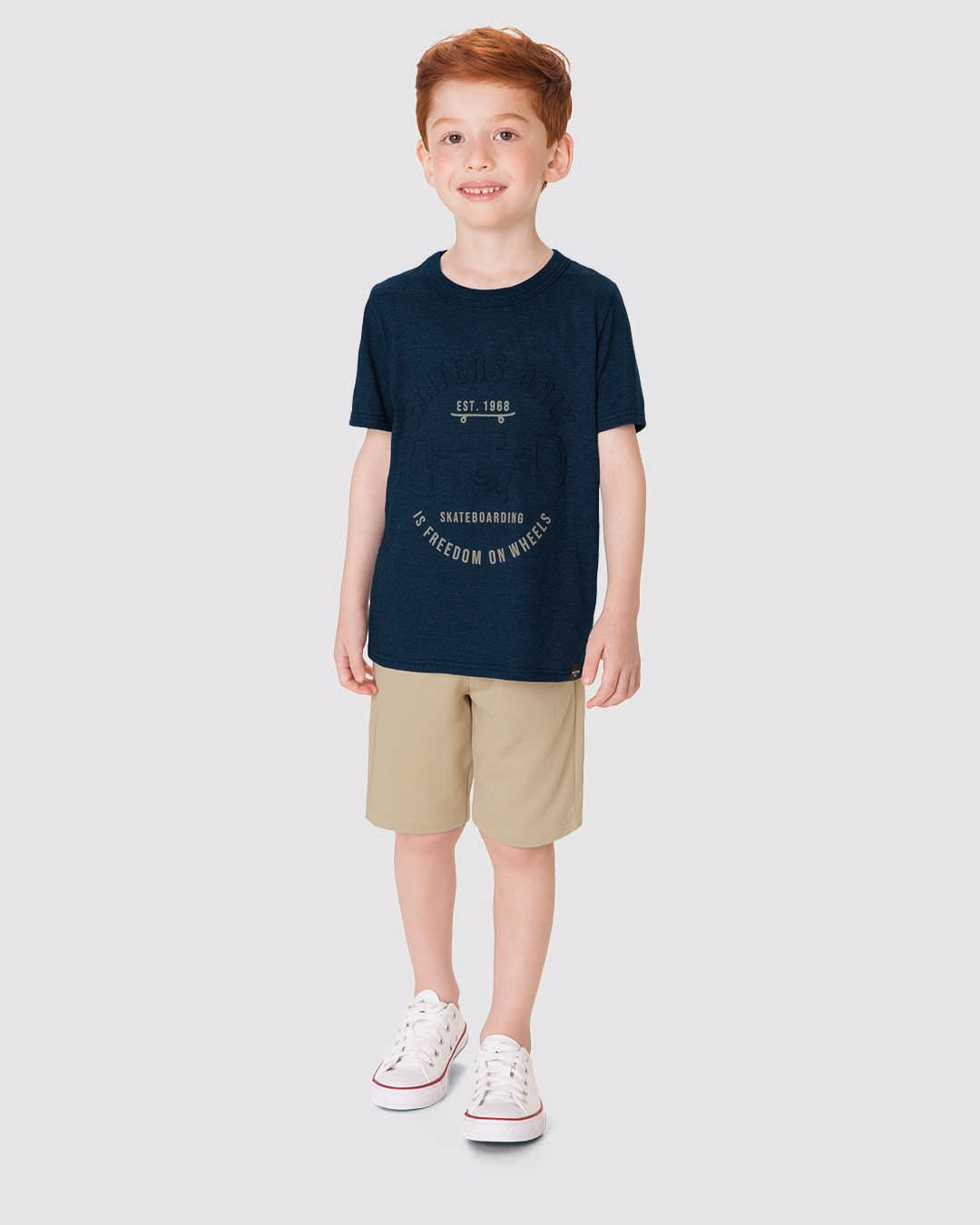 Conjunto Infantil Menino Camiseta Em Malha Mesclada Malwee Kids