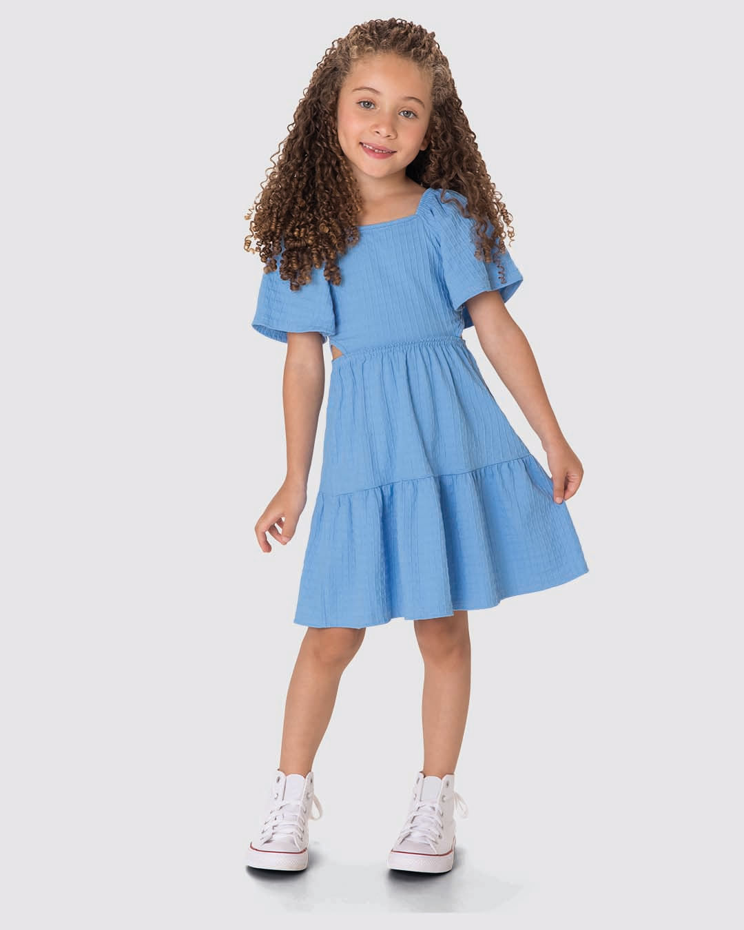 Vestido Infantil Detalhe Vazado Lateral Em Malha Texturizada Malwee Kids