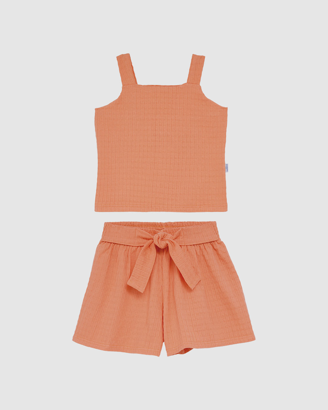 Conjunto Infantil Menina Regata E Shorts Godê Malha Texturizada Malwee Kids - Laranja - 8