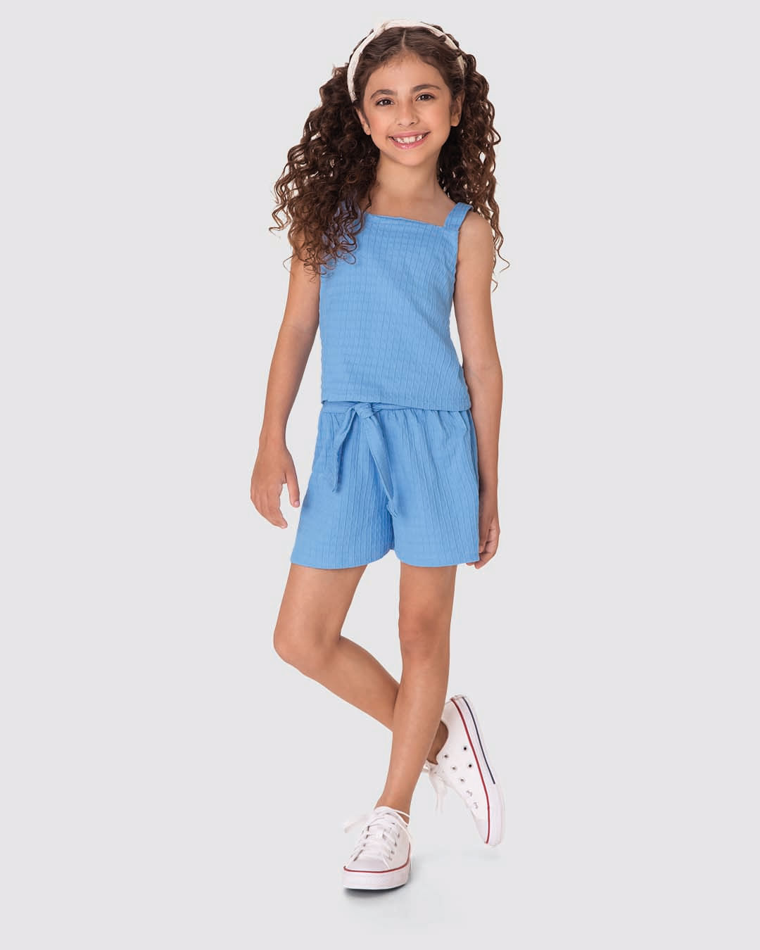 Conjunto Infantil Menina Regata E Shorts Godê Malha Texturizada Malwee Kids