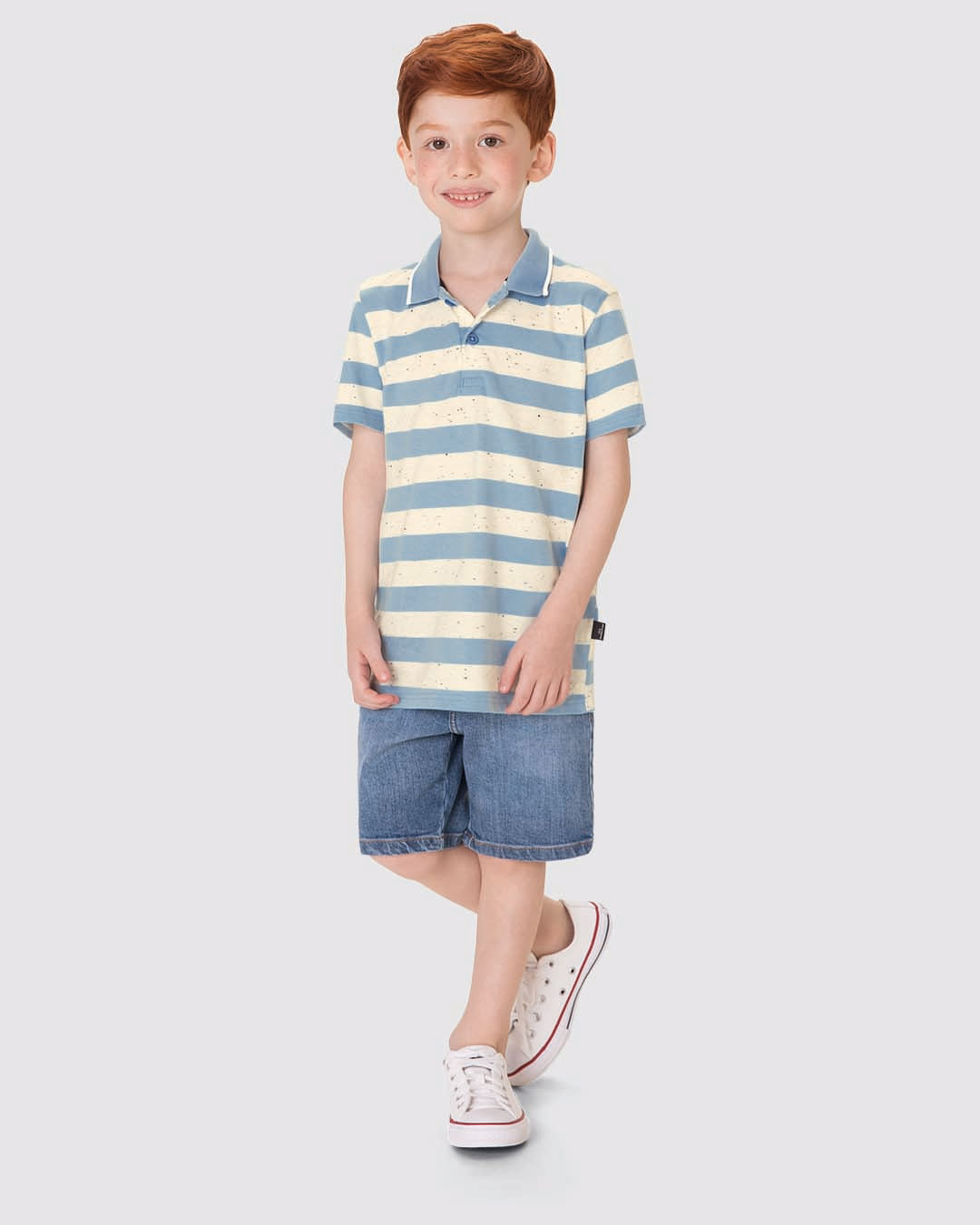 Camisa Polo Infantil Menino Em Malha Botonê Listrada Malwee Kids