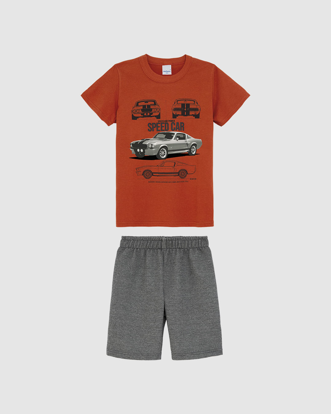 Conjunto Infantil Menino Bermuda Cós Elástico Em Moletinho Malwee Kids
