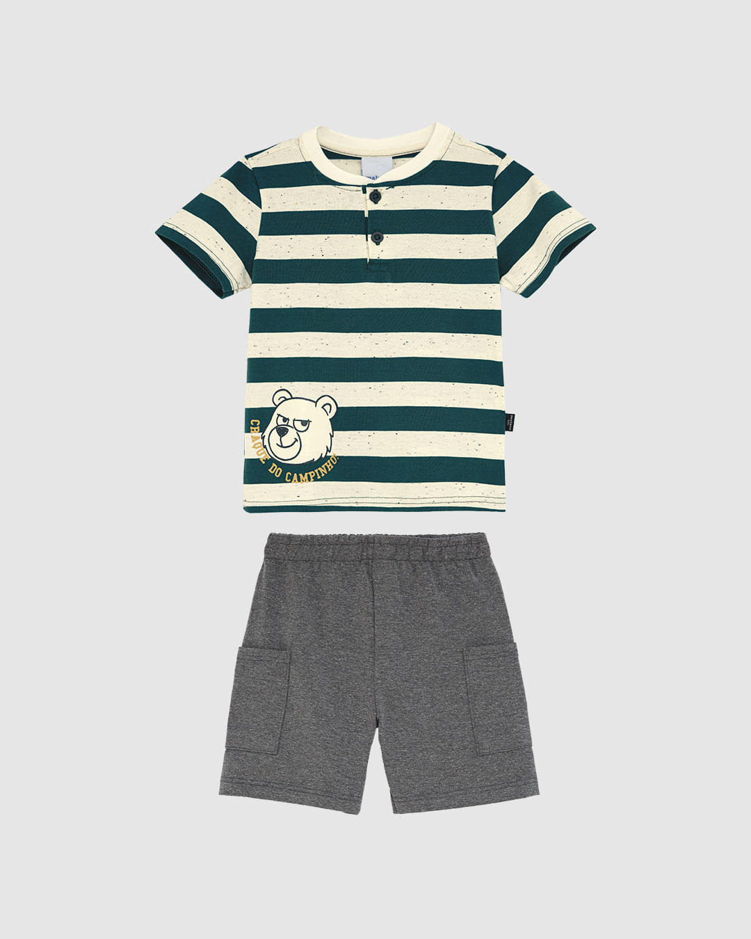 Conjunto Infantil Menino Camiseta Listrada Peitilho E Bermuda Malwee Kids
