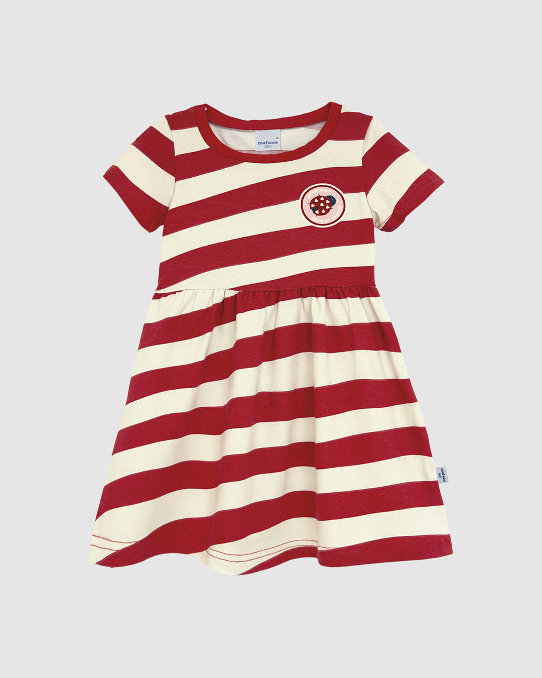Vestido Infantil Estampa Listrada E Detalhe Puff Em Algodão Malwee Kids