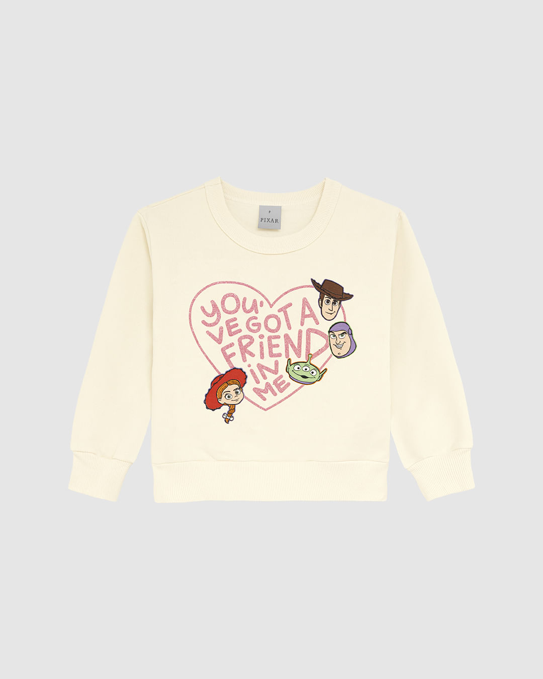 Blusão Infantil Menina Especial Toy Story Estampa Glitter Em Moletom Flanelado Malwee Kids