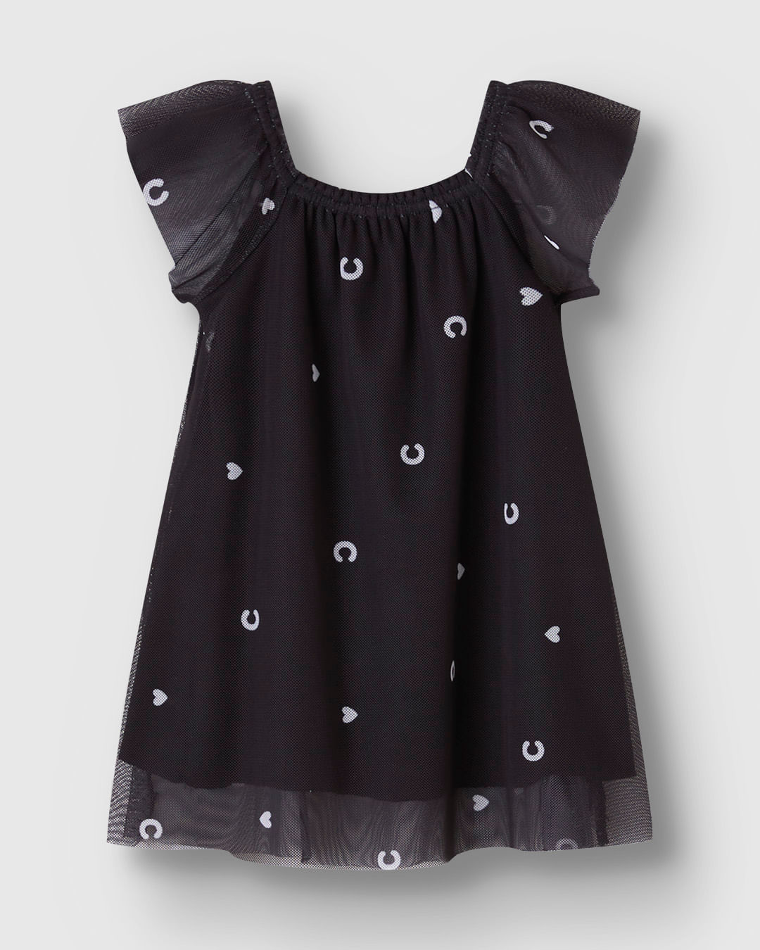 Vestido Bebê Menina Detalhe Costura Elástico Tule Stretch - Carinhoso