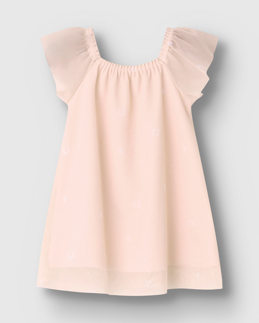Vestido Bebê Menina Detalhe Costura Elástico Tule Stretch - Carinhoso