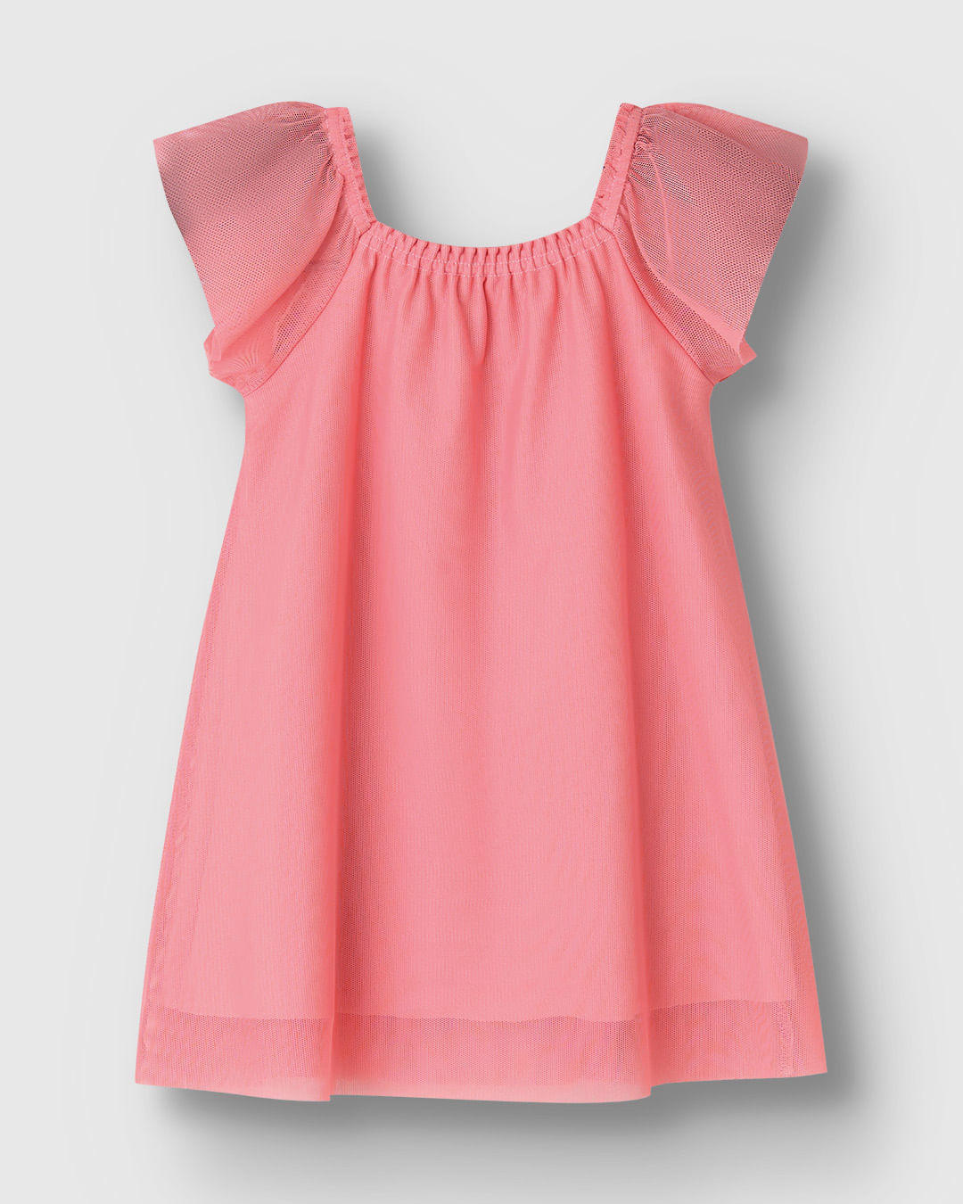 Vestido Bebê Menina Detalhe Costura Elástico Tule Stretch - Carinhoso