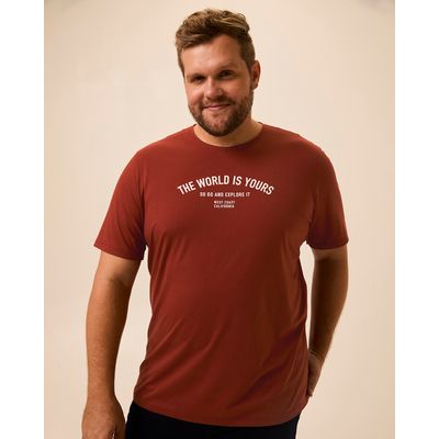 Camiseta Masculina Plus Size Design Estampa Frontal Em Algodão Pima