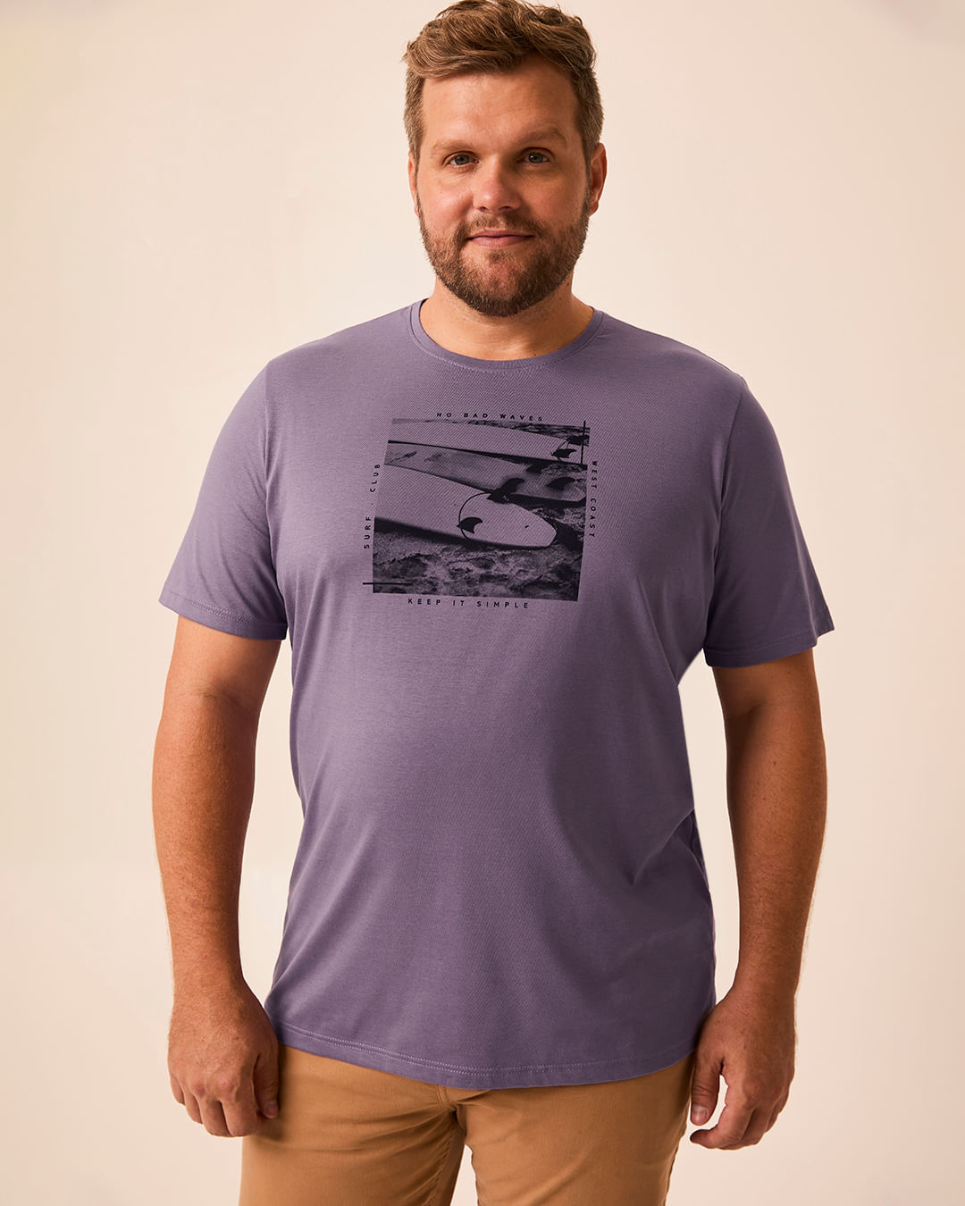 Camiseta Masculina Plus Size Design Estampa Frontal Em Algodão Pima