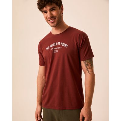 Camiseta Masculina Regular Design Estampa Frontal Em Algodão Pima