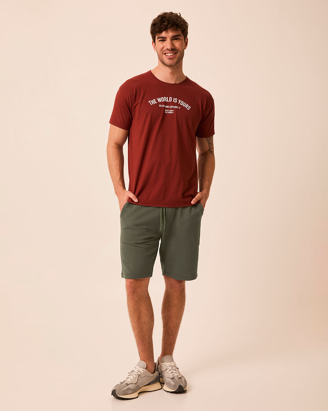 Bermuda Masculina Comfort Cadarço Frontal Em Moletom Eco