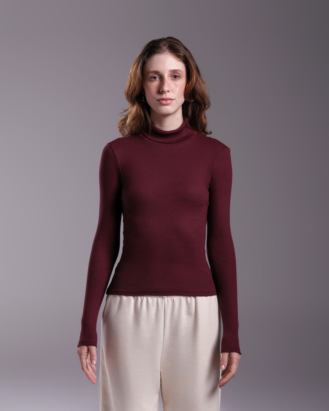 Blusa Feminina Gola Alta Anti Odor Ribana - BASICAMENTE