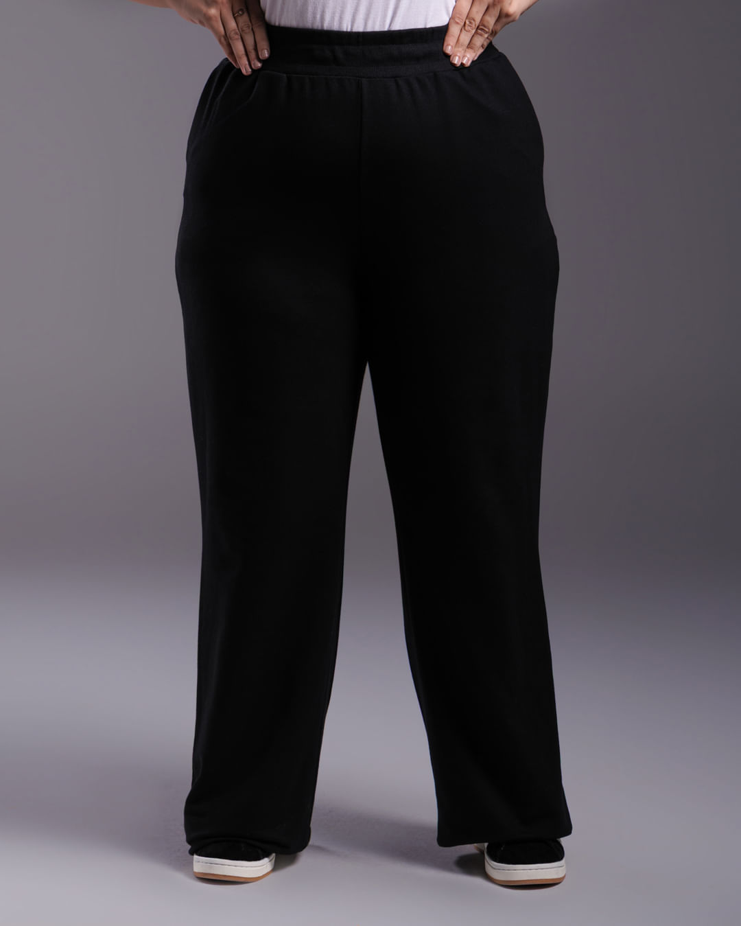 Calça Wide Leg Feminina Plus Size Moletom Tecnológico No Liquid - BASICAMENTE