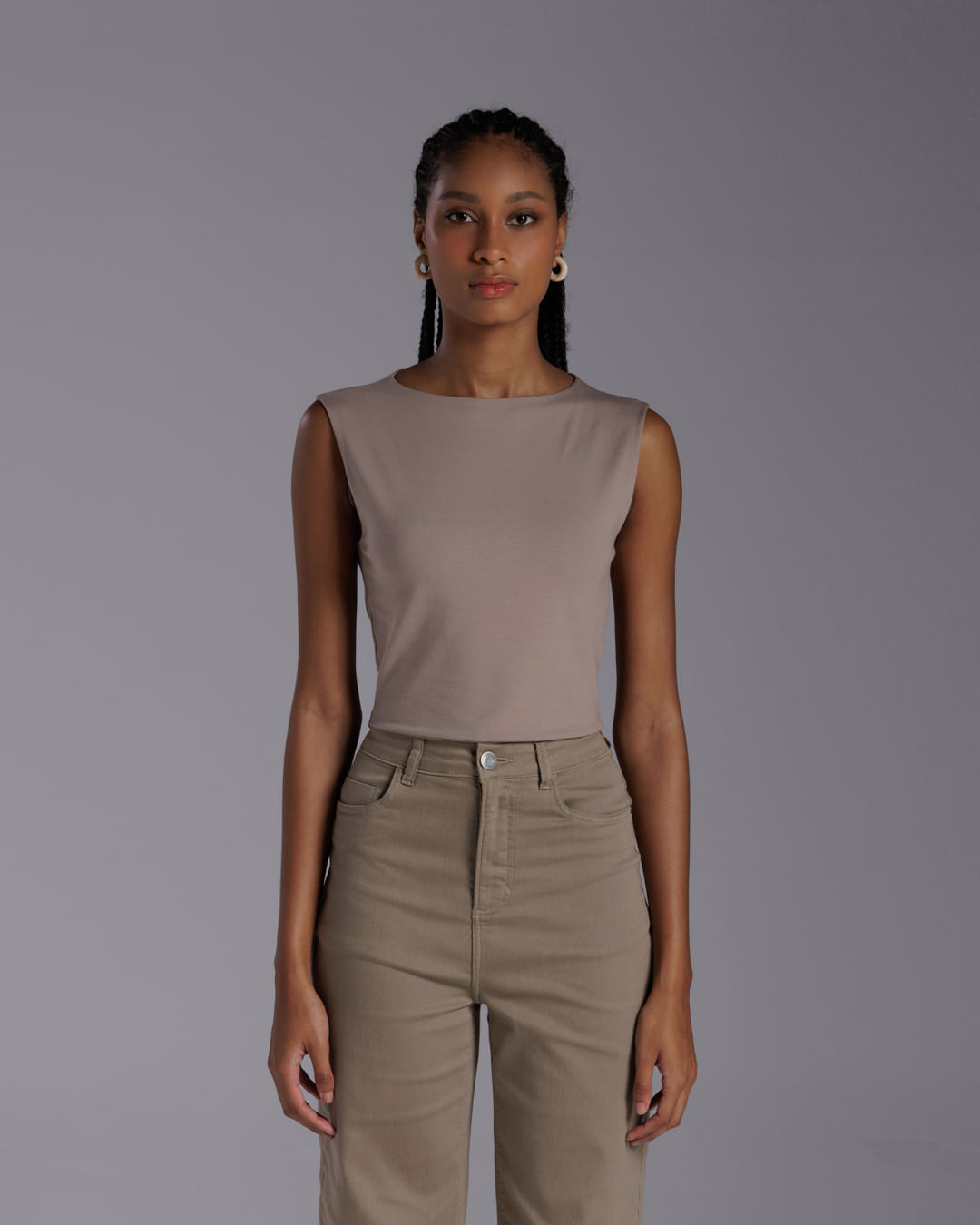 Top Cropped Cotton Tech Anti Odor Feminino - BASICAMENTE - Marrom - M