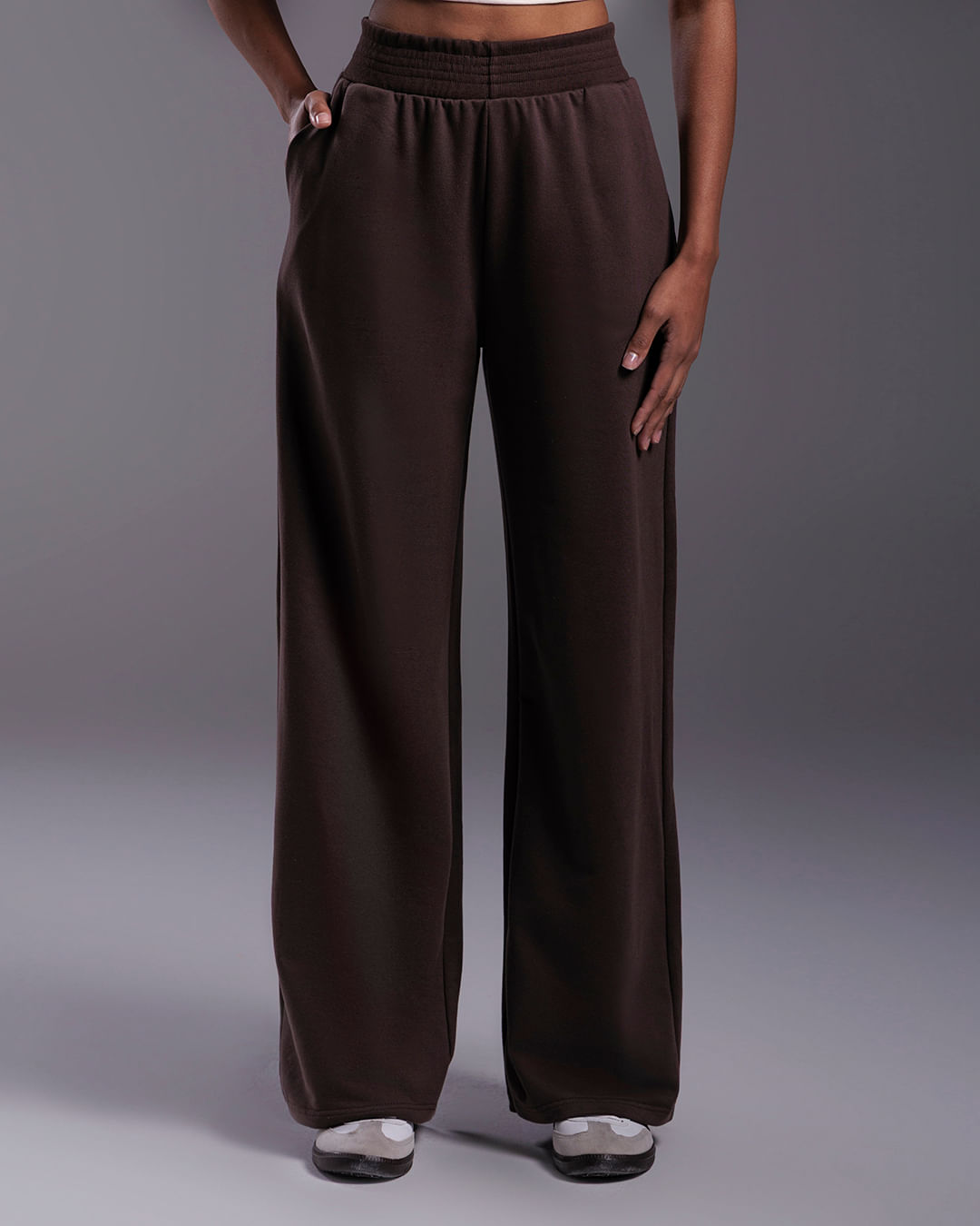 Calça Wide Leg Feminina Tecnológica Impermeável Moletom - BASICAMENTE