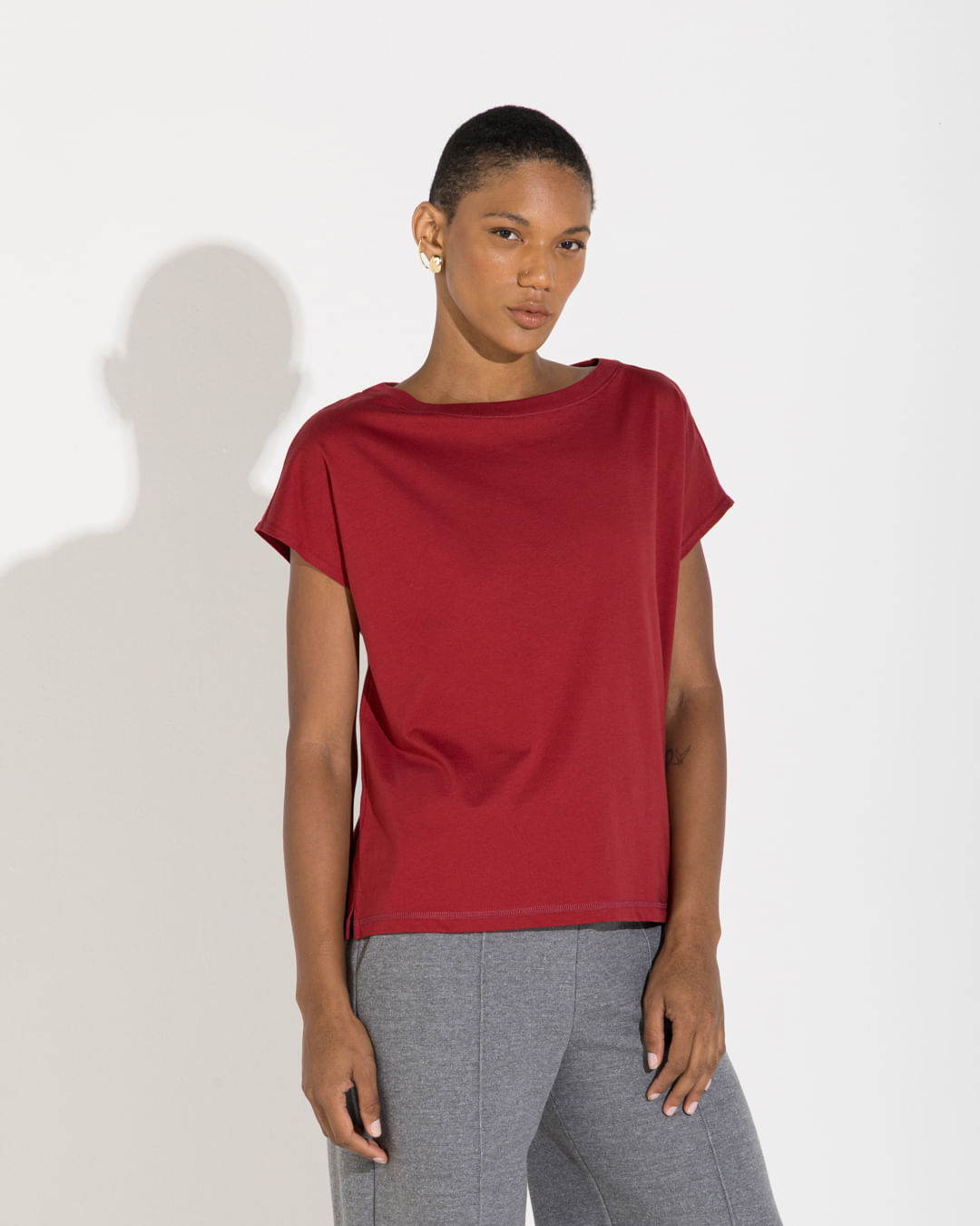 Camiseta Pima Manga Japonesa Feminina - Vermelho - XGG