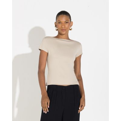 Camiseta Cotton Pima Decote Reto Feminina