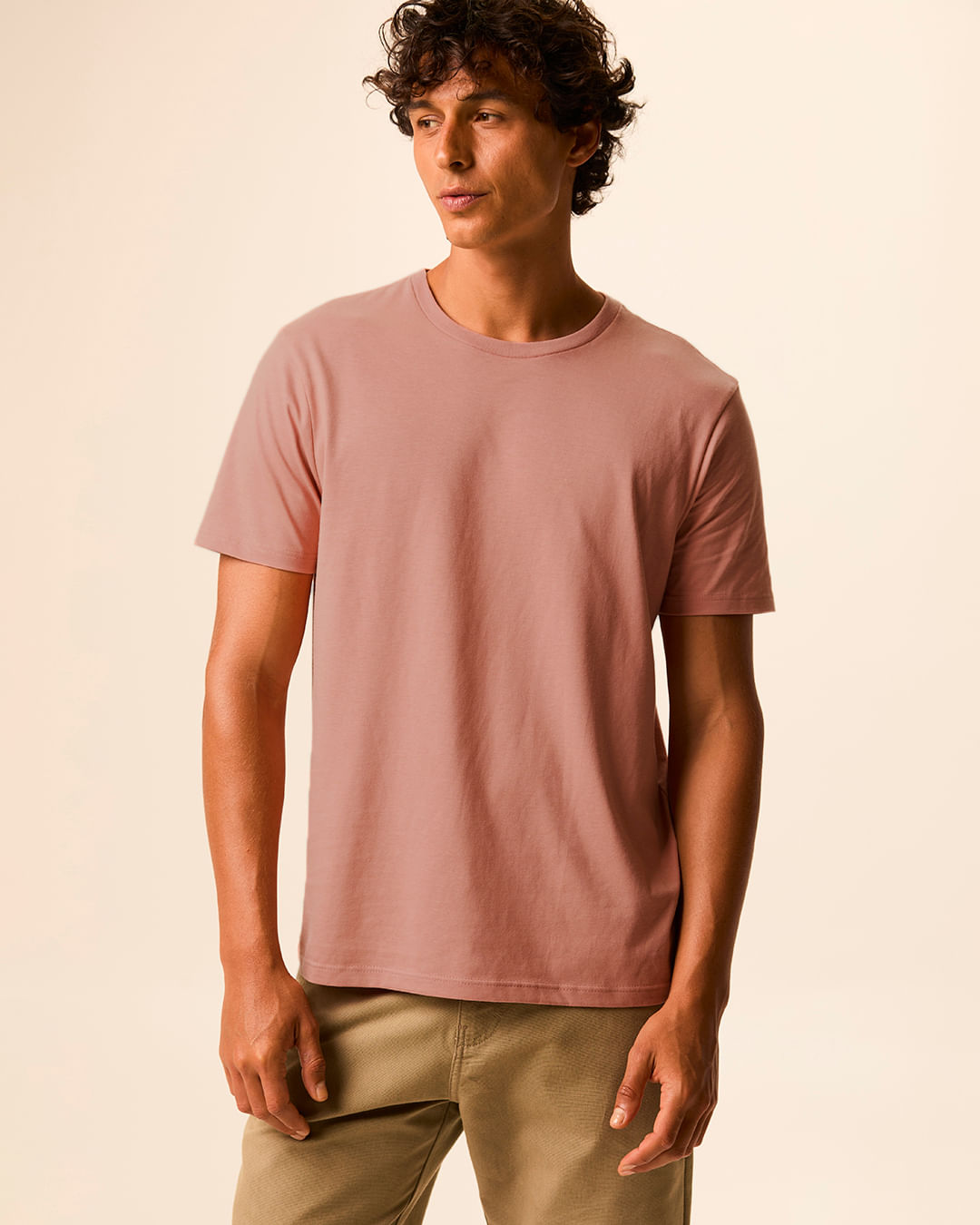Camiseta Masculina Regular Manga Curta Em Malha Do Abraço - Rosa - XGG