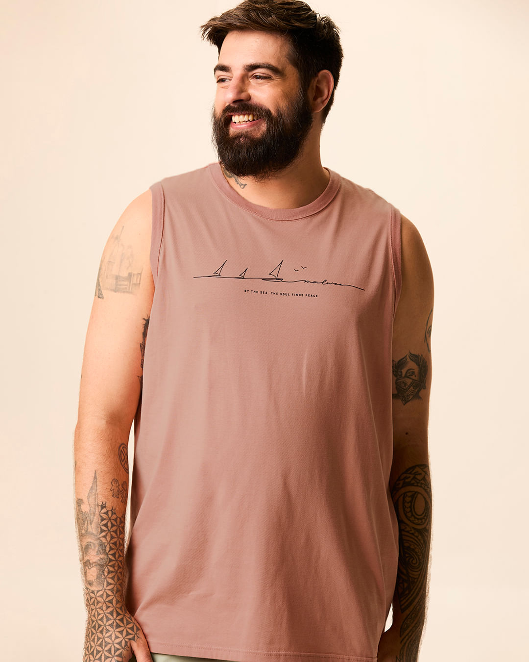 Regata Masculina Plus Size Estampa Localizada Em Algodão - Rosa - G2
