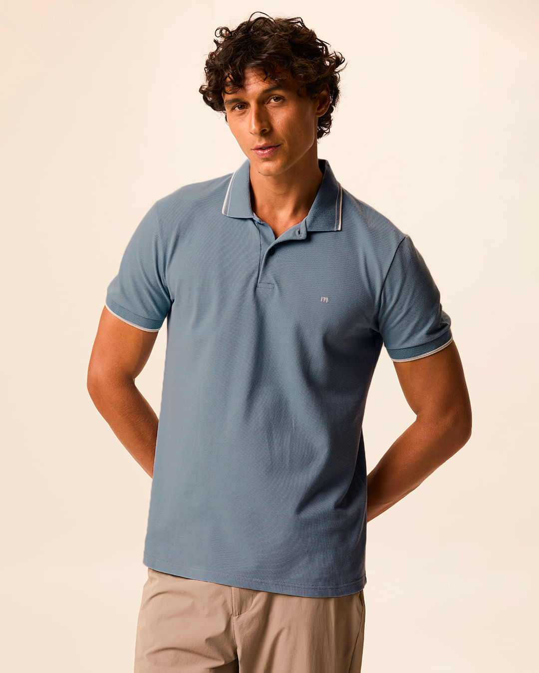 Camisa Polo Básica Masculina Slim Bordado Frontal Em Piquet Premium
