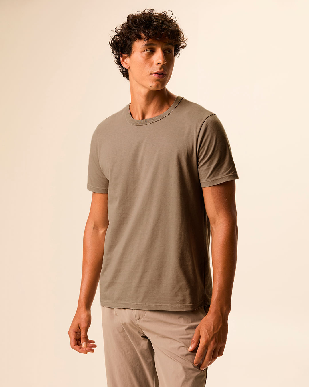 Camiseta Essencial Masculina Slim Decote Redondo Em Algodão