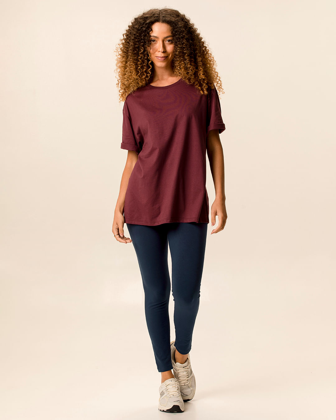 Calça Legging Básica Feminina Cintura Média Em Algodão