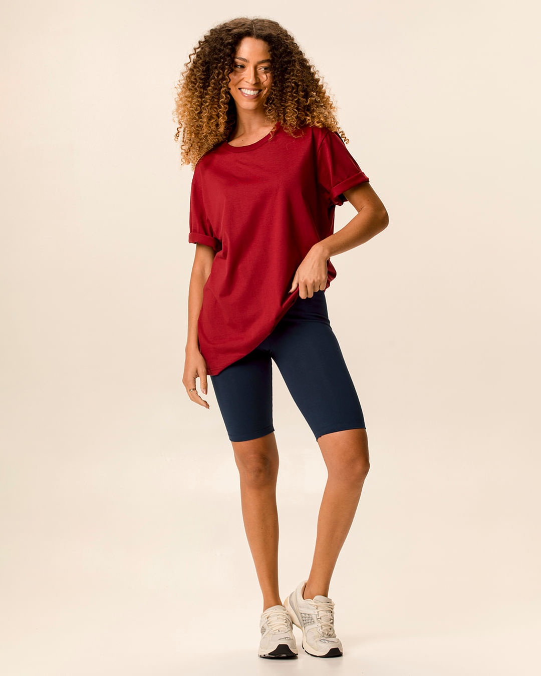 Bermuda Básica Feminina Ciclista Em Algodão - Azul - GG
