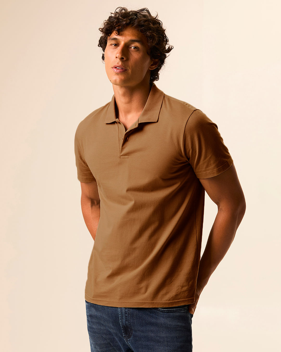 Camisa Polo Básica Masculina Peitilho Frontal Em Algodão