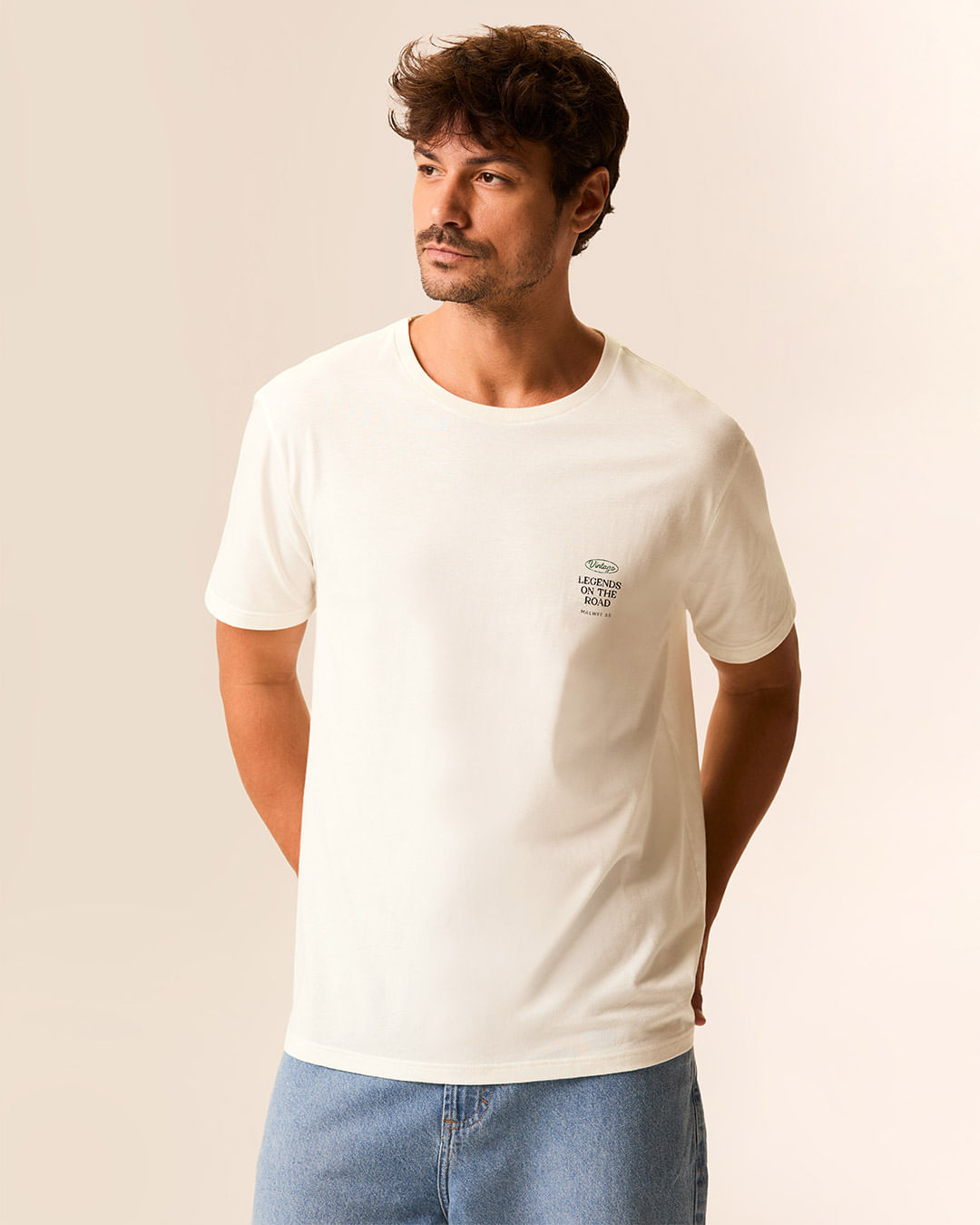 Camiseta Masculina Regular Manga Curta Estampa Frente E Costas Em Algodão