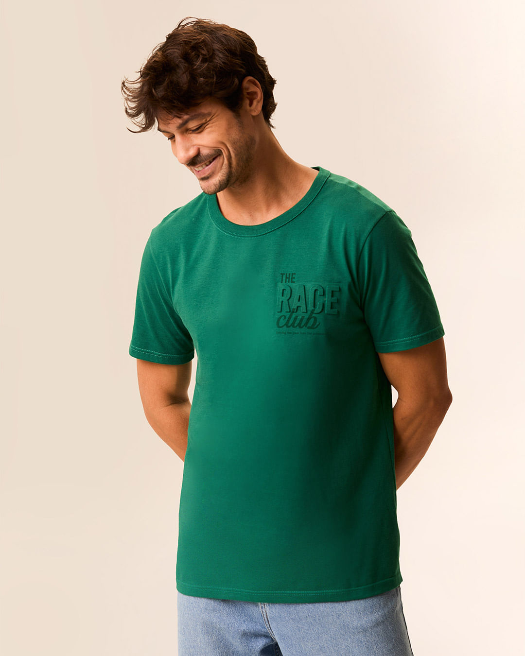 Camiseta Masculina Slim Estampa The Race Club Alto Relevo Em Algodão