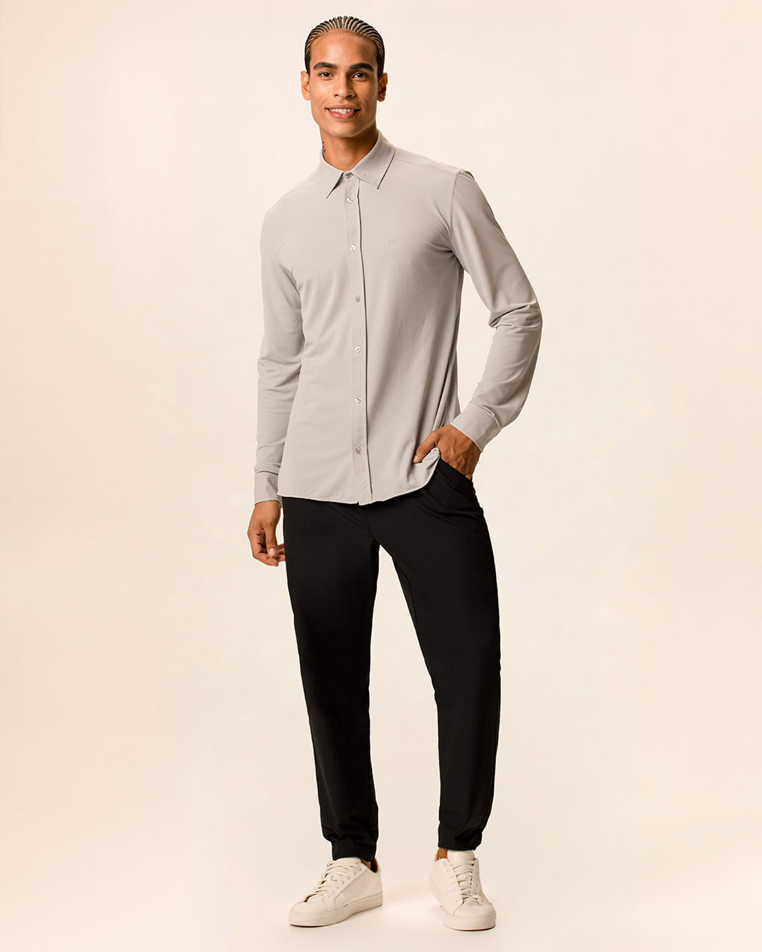 Calça Masculina Jogger Bolso Funcional Em Tecido Popeline