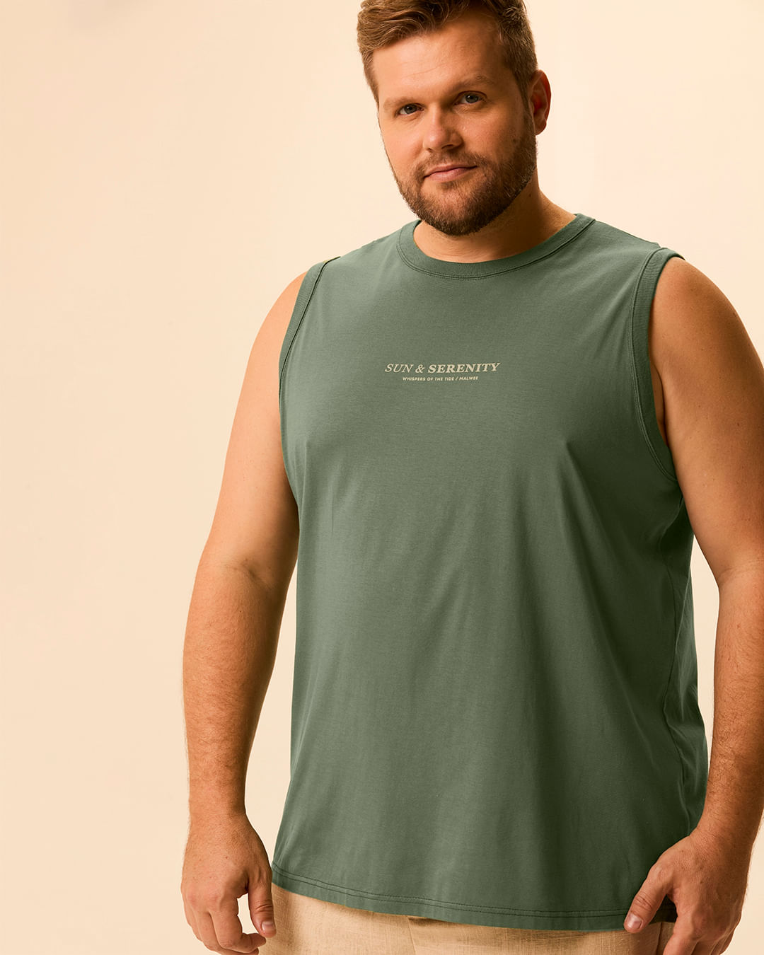 Regata Masculina Plus Size Estampa Localizada Em Algodão