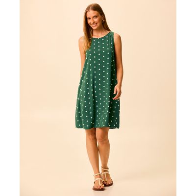 Vestido Feminino Evasê Sem Manga Bolso Interno Em Viscose