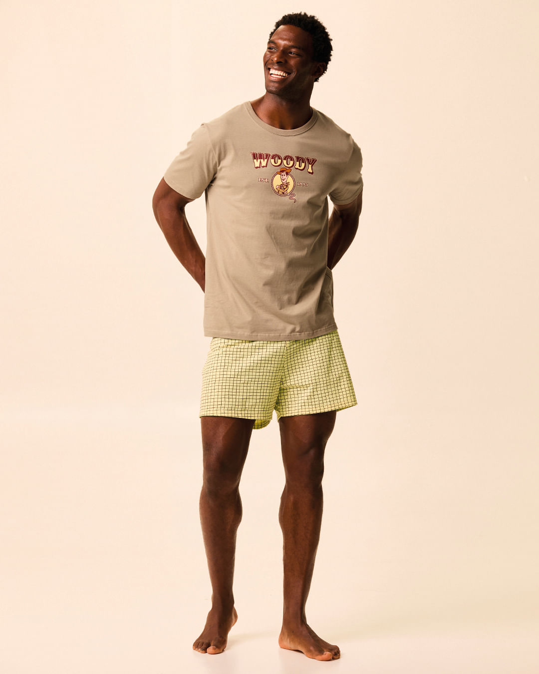Pijama Curto Masculino Estampa Especial Toy Story Em Malha Algodão