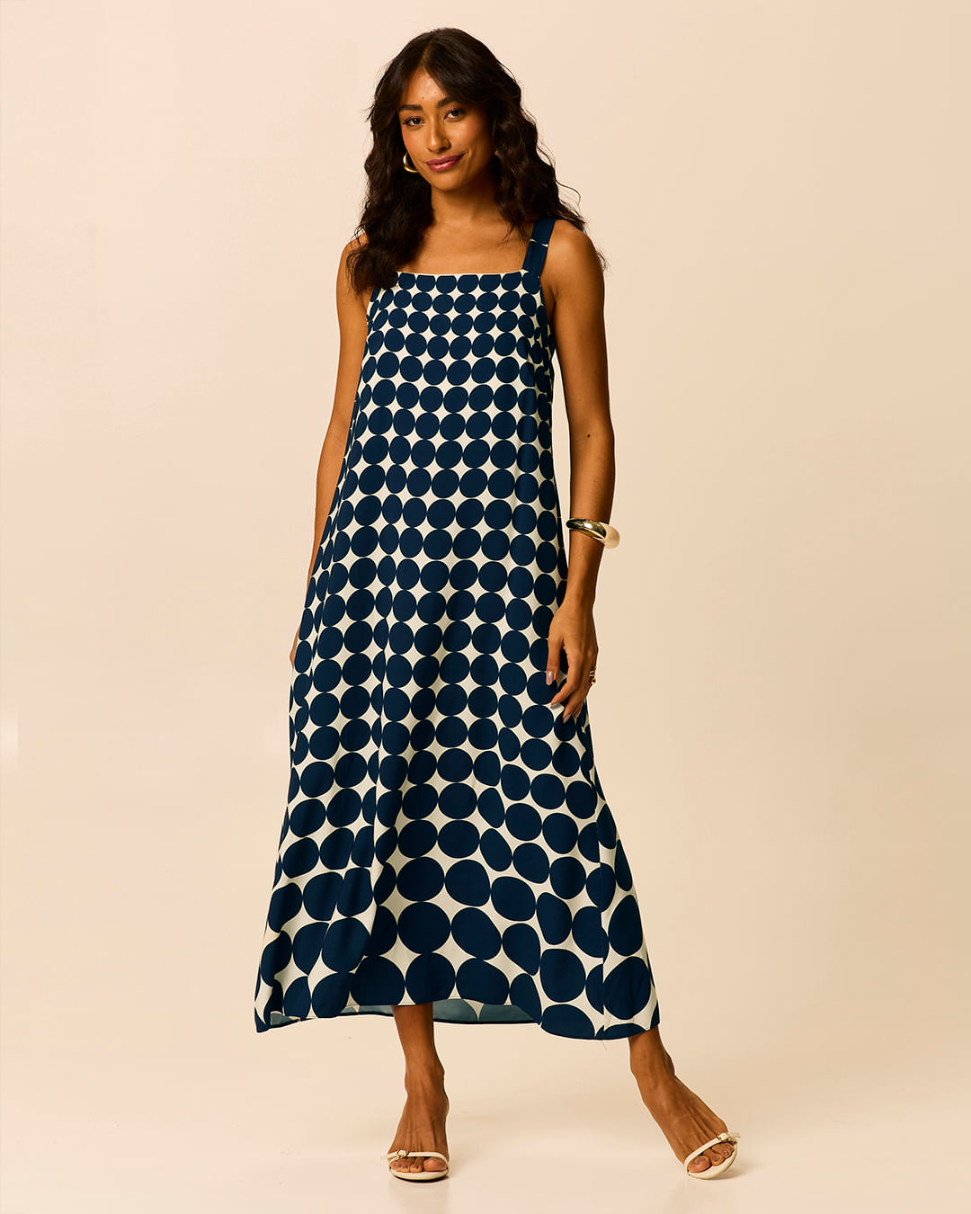 Vestido Midi Feminino Reto Estampa Digital Em Viscose