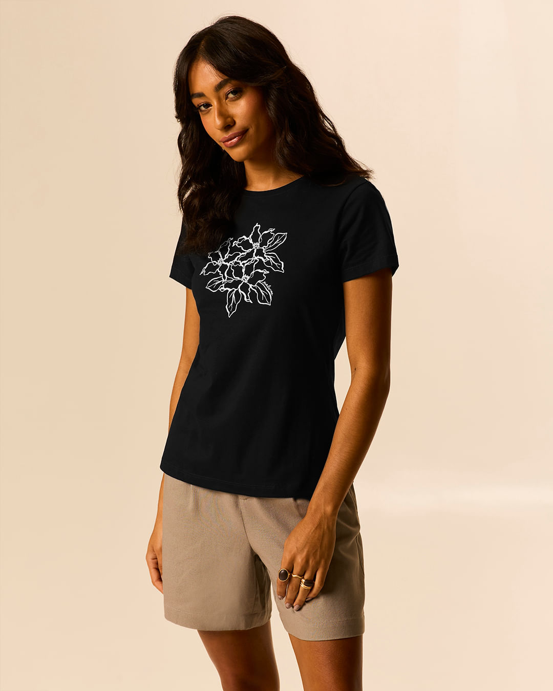Camiseta Feminina Slim Estampas Variadas Em Malha 100% Algodão