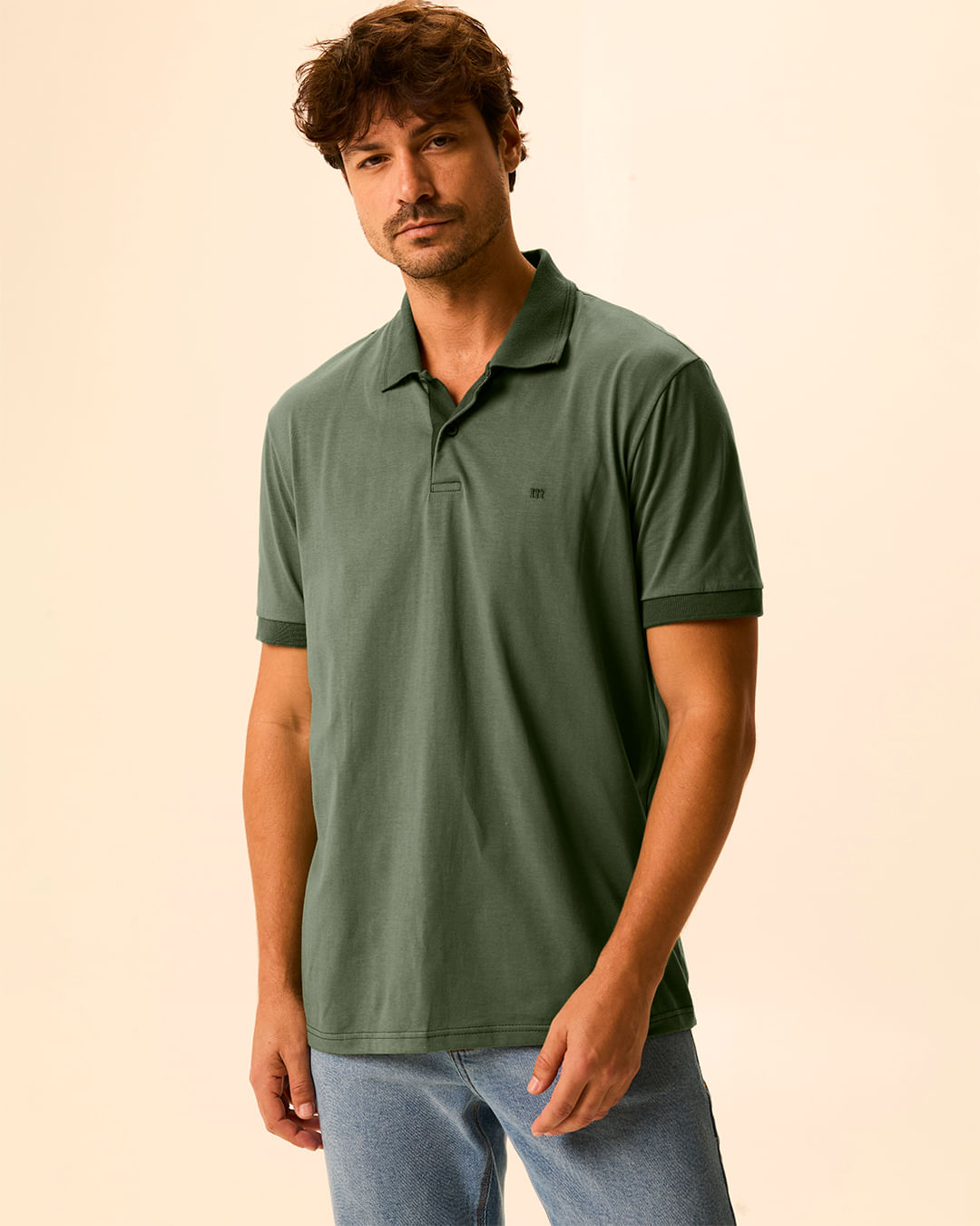 Camisa Polo Básica Masculina Peitilho Com Botões E Bordado Frontal Em Algodão