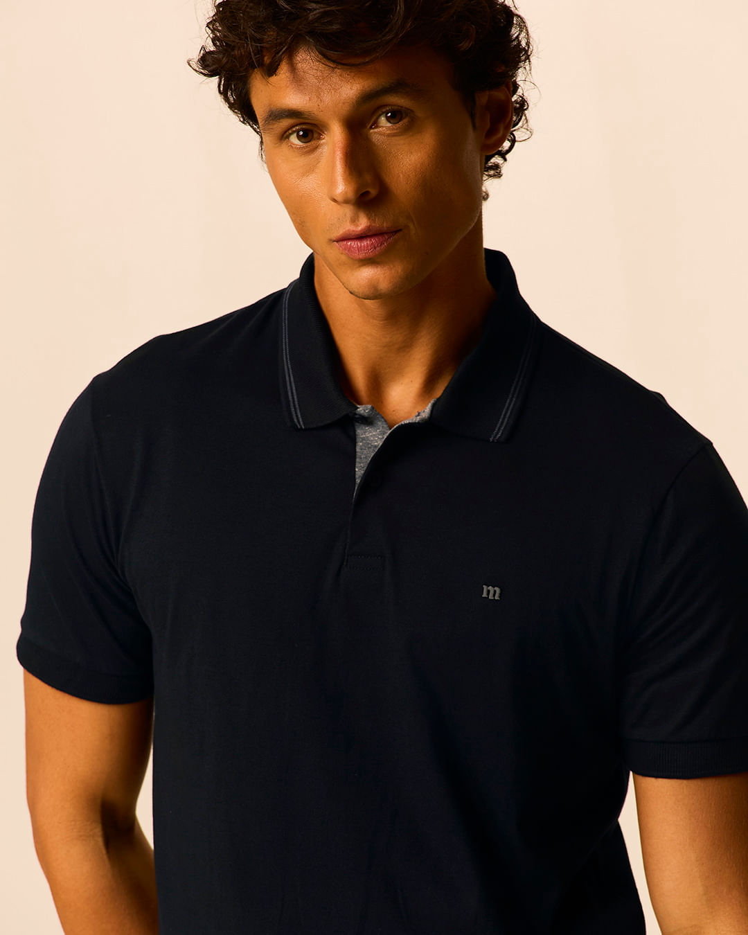 Camisa Polo Básica Masculina Peitilho Com Botões E Bordado Frontal Em Algodão - Preto - P