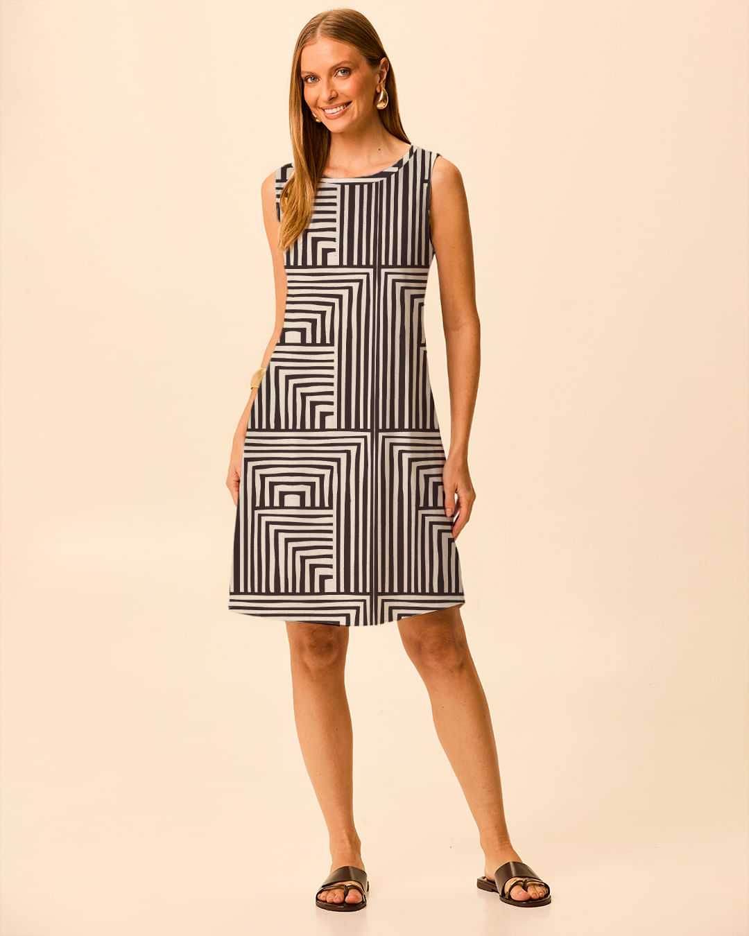 Vestido Feminino Regata Estampado Em Algodão