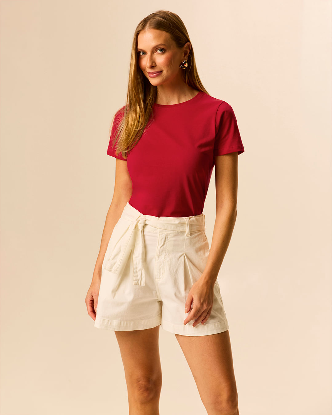 Camiseta Básica Feminina Slim Em Algodão