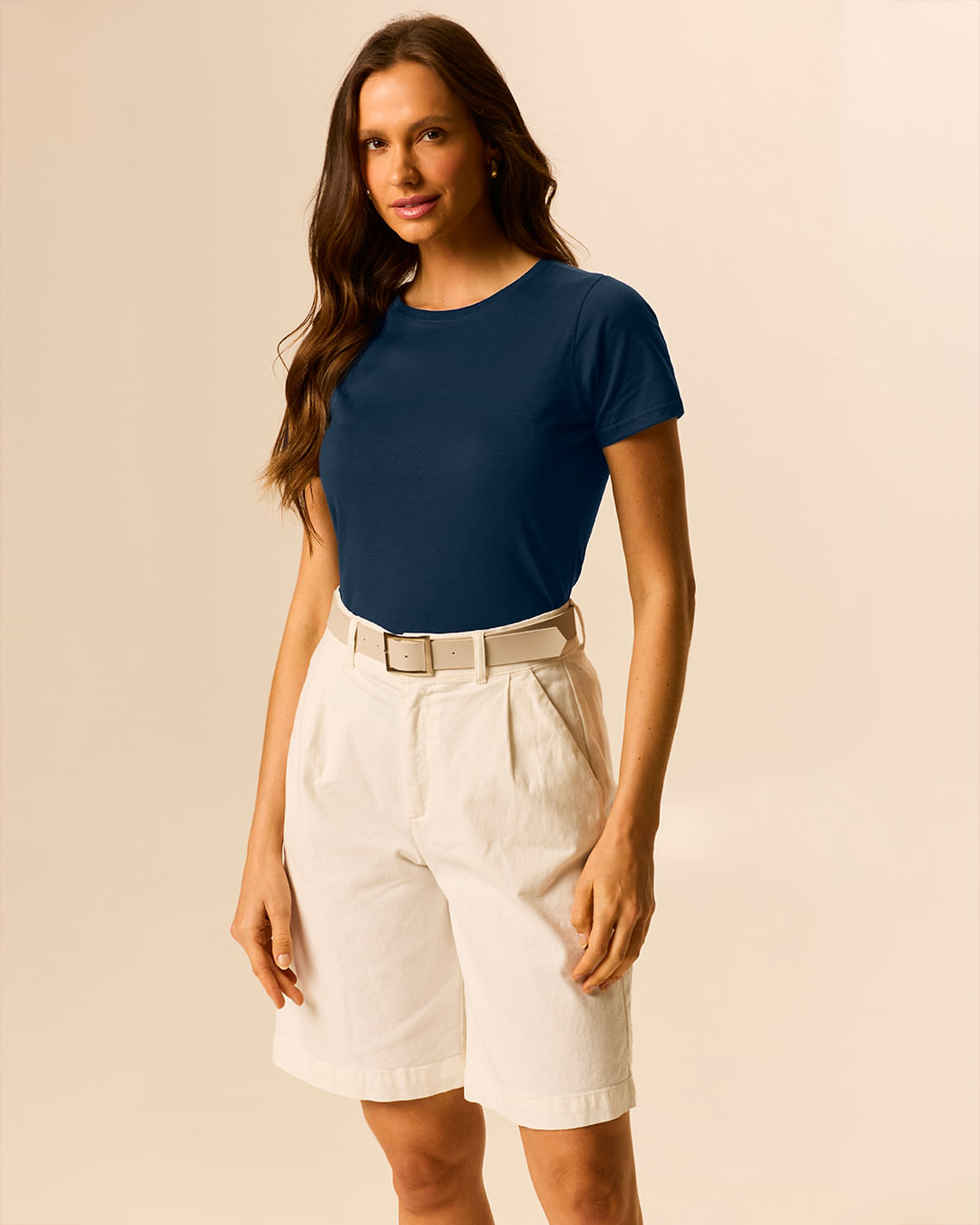 Camiseta Básica Feminina Slim Em Algodão