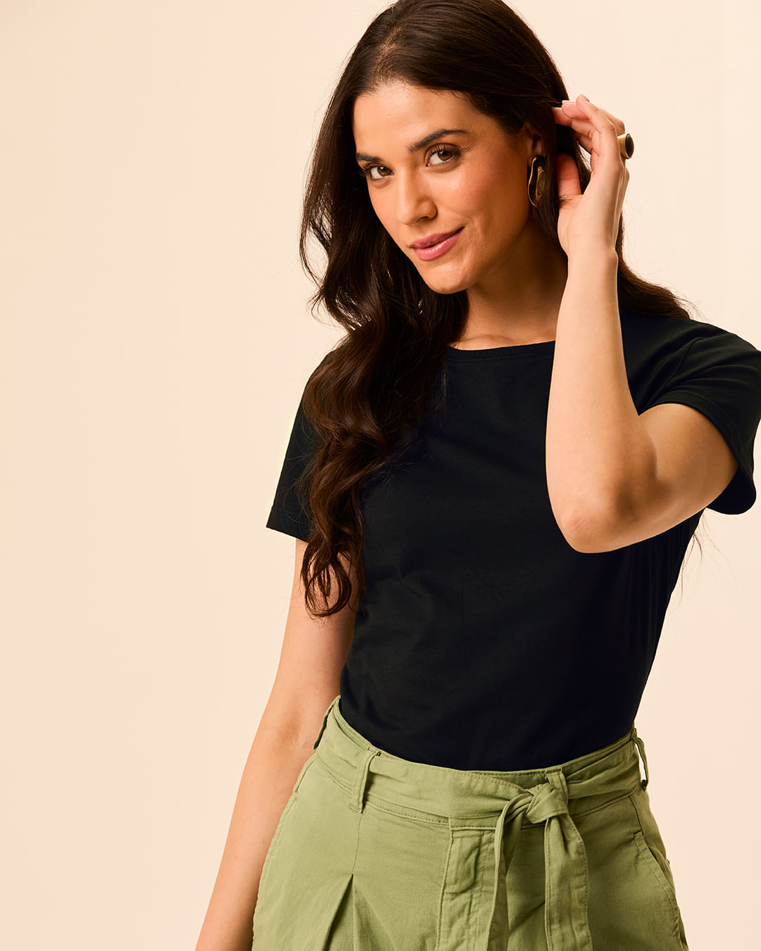 Camiseta Básica Feminina Slim Em Algodão