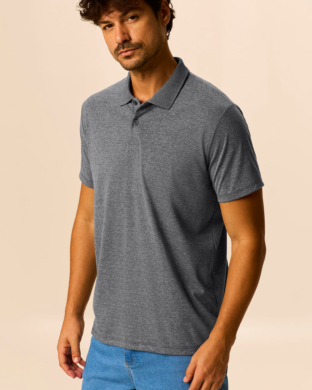 Camisa Polo Básica Masculina Peitilho Frontal Em Algodão