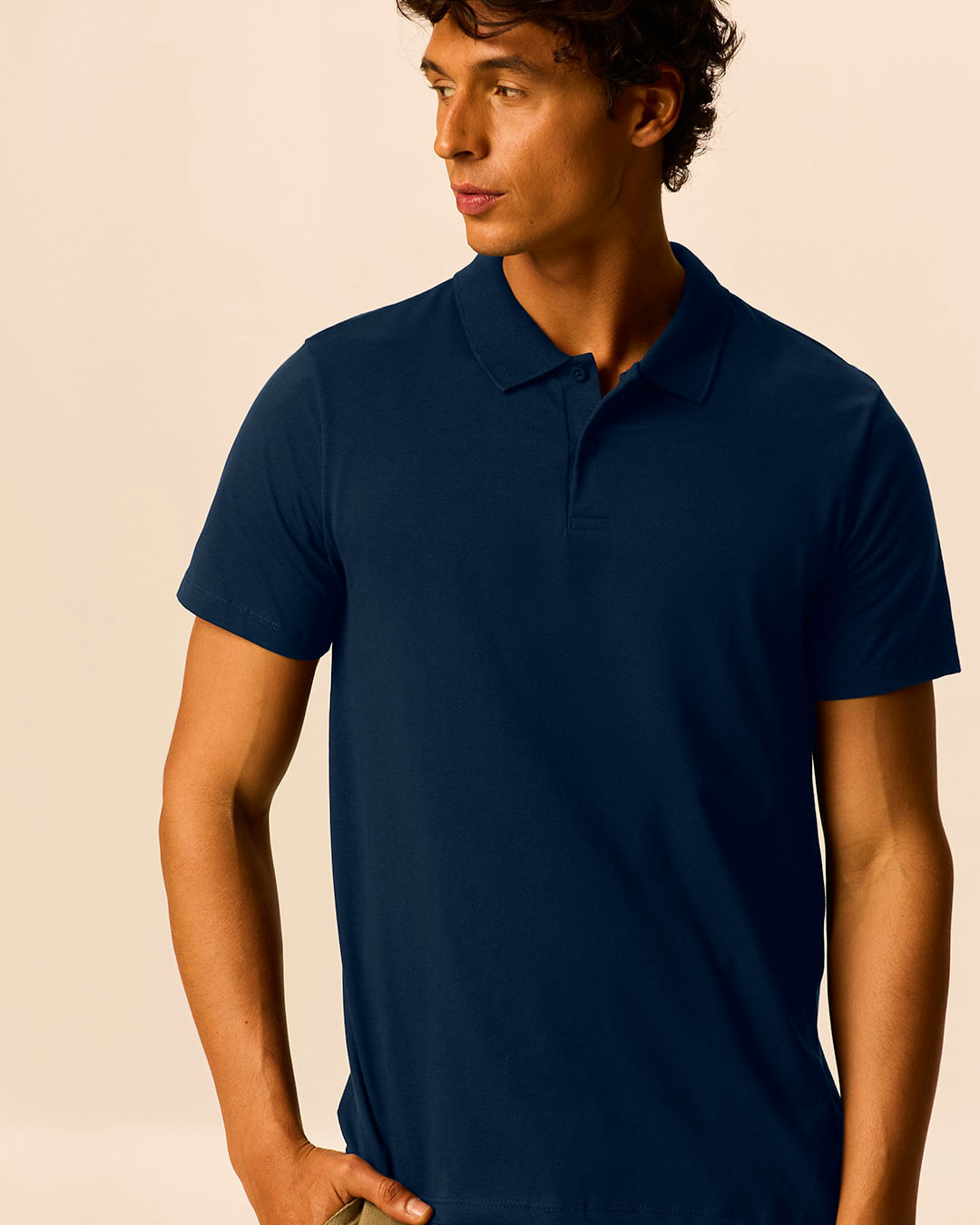 Camisa Polo Básica Masculina Peitilho Frontal Em Algodão
