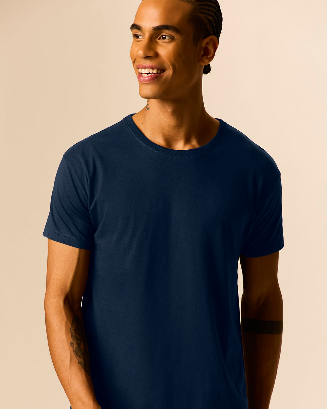 Camiseta Original Masculina Decote Redondo Em Algodão - Azul Escuro - M